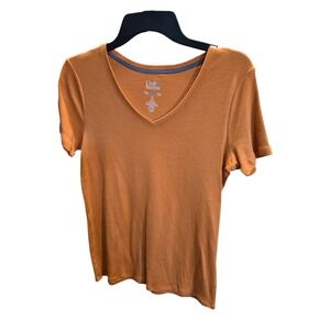 Croft & Barrow The Classic Tee Burnt Orange V-Neck Short Sleeve Cotton Top XS
